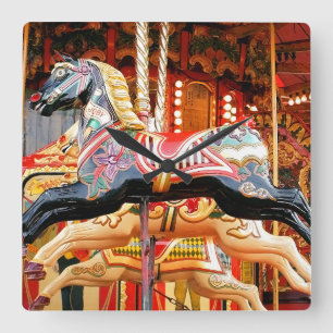 CAROUSEL HORSE SQUARE WALL CLOCK