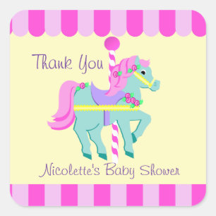 Carousel Horse Thank You Square Sticker