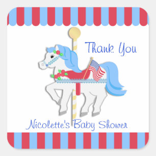 Carousel Horse Thank You Square Sticker