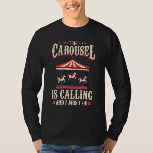Carousel Horse Tornado Carnival Ride Amusement Par T_Shirt
