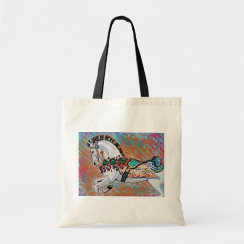 Carousel Horse Tote Bag _ Colorful Merry Go Round