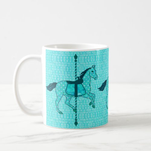 Carousel Horse _ Turquoise and Aqua Coffee Mug