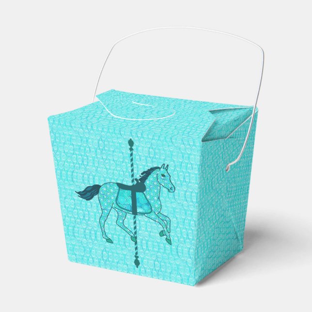 Carousel Horse - Turquoise and Aqua Favor Boxes (Front Side)