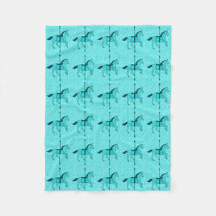Carousel Horse - Turquoise and Aqua Fleece Blanket