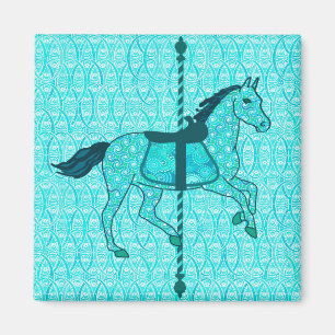 Carousel Horse - Turquoise and Aqua Magnet