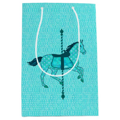 Carousel Horse _ Turquoise and Aqua Medium Gift Bag