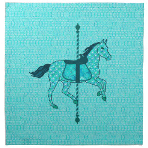 Carousel Horse - Turquoise and Aqua Napkin