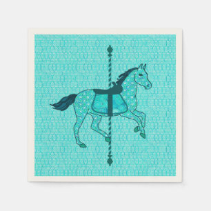 Carousel Horse - Turquoise and Aqua Napkins