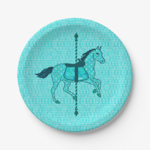 Carousel Horse - Turquoise and Aqua Paper Plates