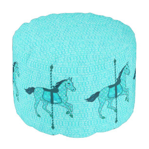 Carousel Horse - Turquoise and Aqua Pouf