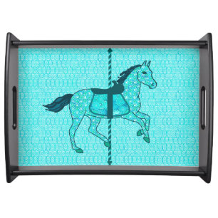 Carousel Horse - Turquoise and Aqua Serving Tray