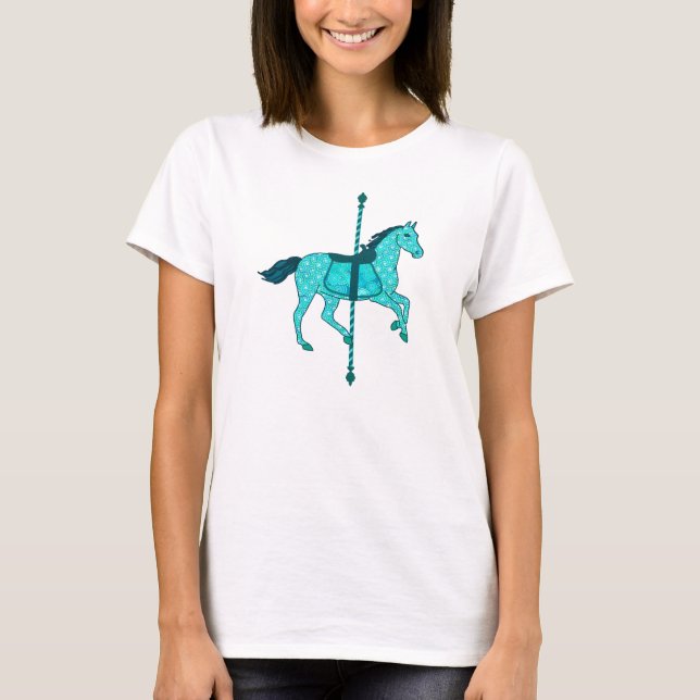 Carousel Horse - Turquoise and Aqua T-Shirt (Front)