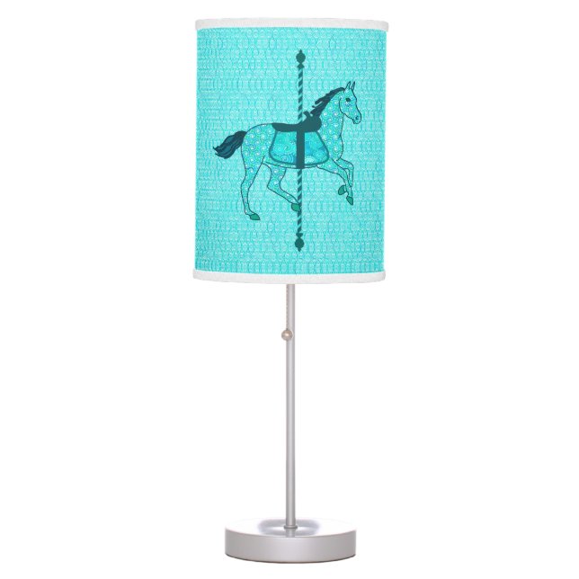 Carousel Horse - Turquoise and Aqua Table Lamp (Front)