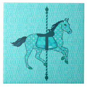 Carousel Horse - Turquoise and Aqua Tile