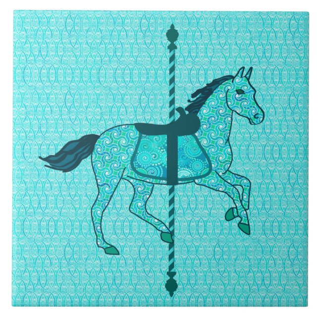 Carousel Horse - Turquoise and Aqua Tile (Front)