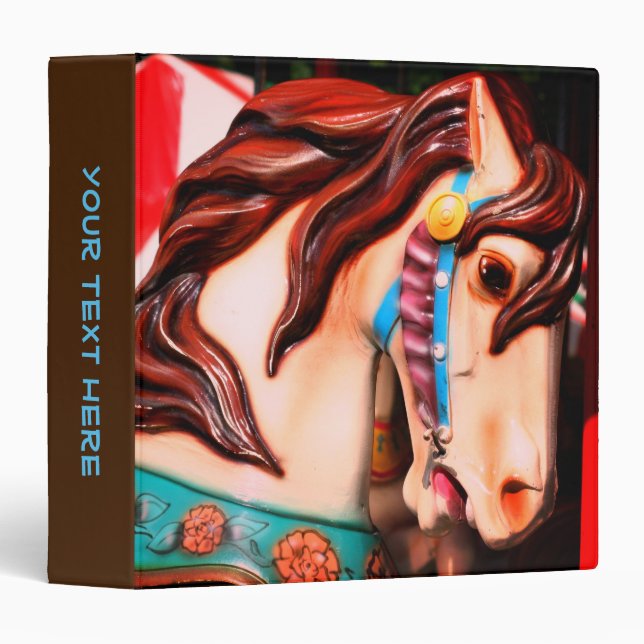 Carousel Horse Up Close Personalized 3 Ring Binder (Front/Spine)