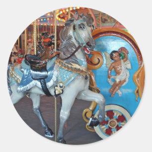 Carousel Horse with Cherub! Classic Round Sticker