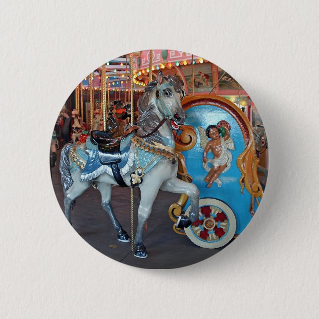 Carousel Horse with Cherub! Pinback Button (Front)