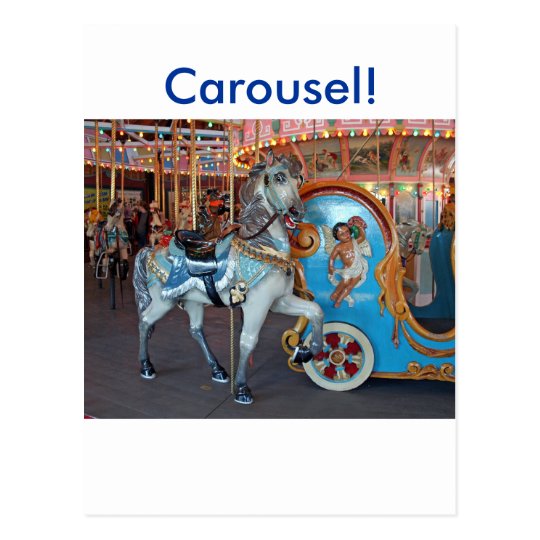 Carousel Horse with Cherub! Postcard