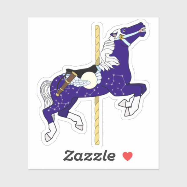 Carousel Horse with night time sky design Sticker (Sheet)