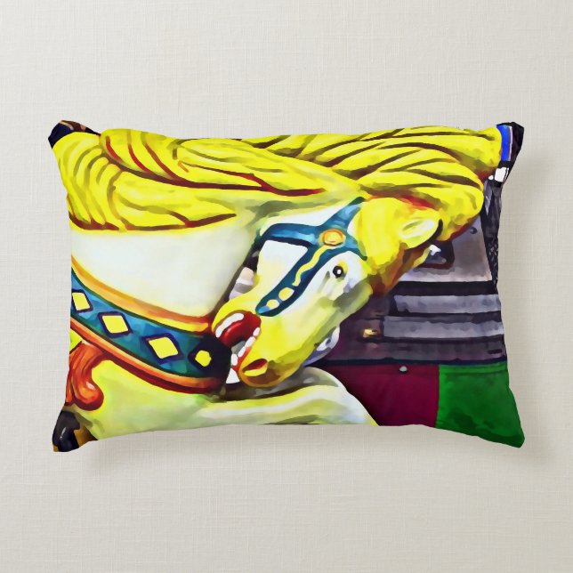Carousel Horse With Yellow Mane Accent Pillow (Front)