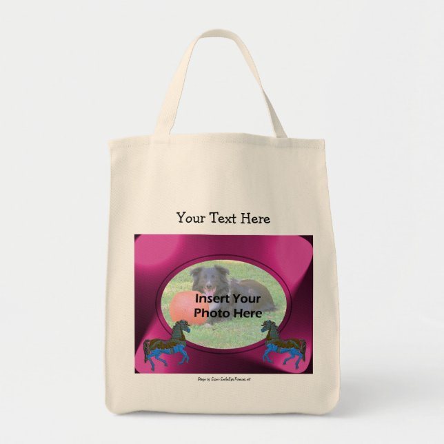 Carousel Horses Add Your Photo Template Tote Bag (Front)