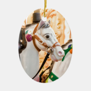 Carousel horses ceramic ornament