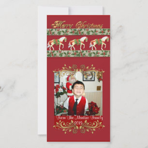 Carousel Horses Christmas photo card