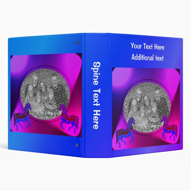 Carousel Horses Design Personalized Photo  3 Ring Binder (Background)