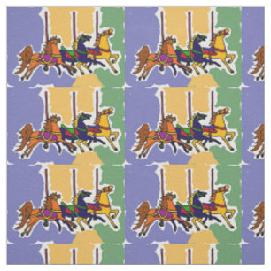 Carousel Horses Folk Art Fabric