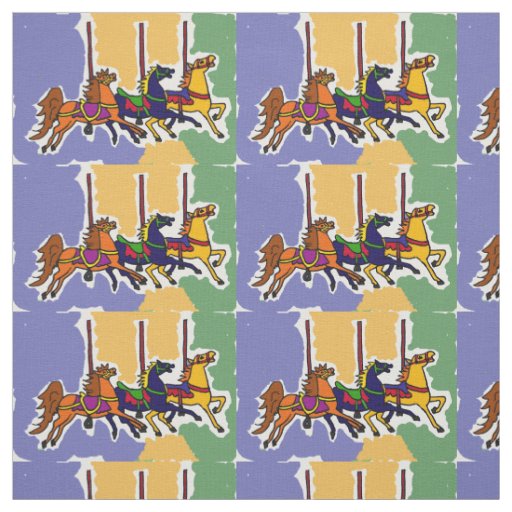 Carousel Horses Folk Art Fabric