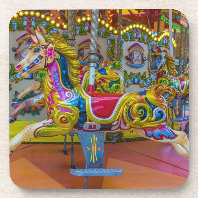 Carousel horses hard plastic coasters (Front)