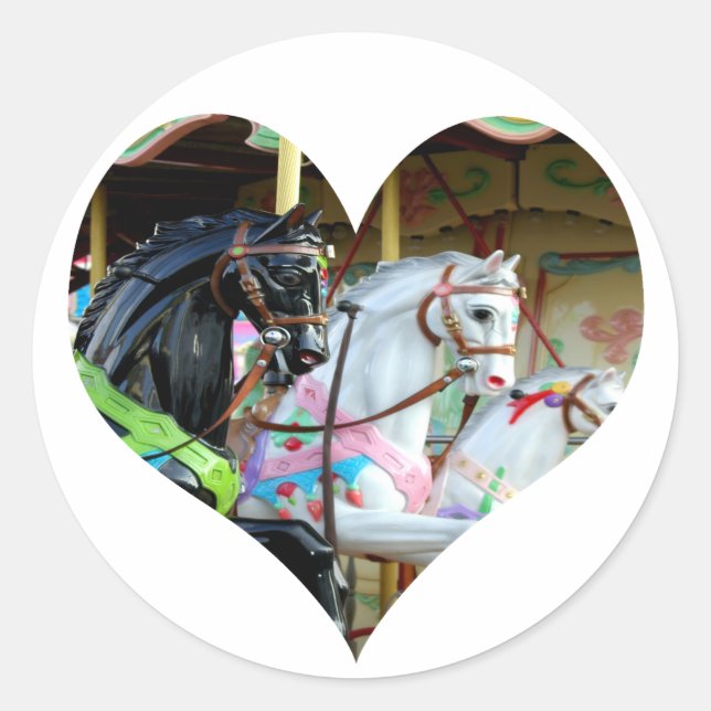 Carousel Horses Heart Sticker (Front)
