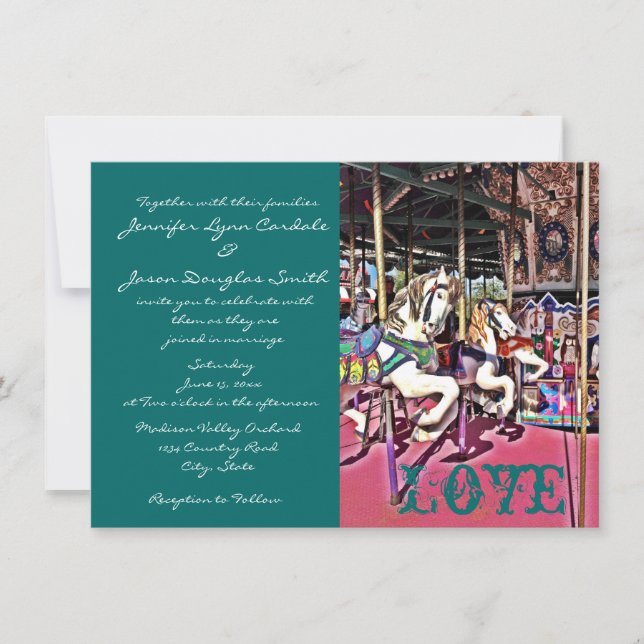Carousel Horses Love Carnival Wedding Invitations (Front)