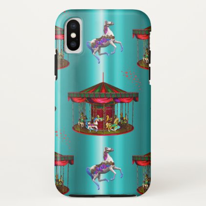 Carousel Horses on Blue iPhone X Case