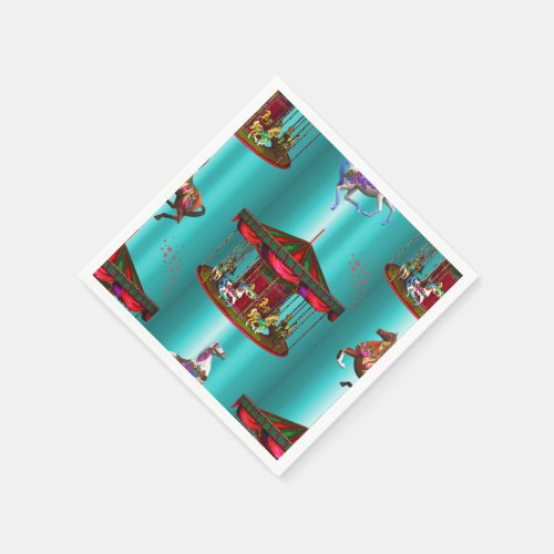 Carousel Horses on Blue