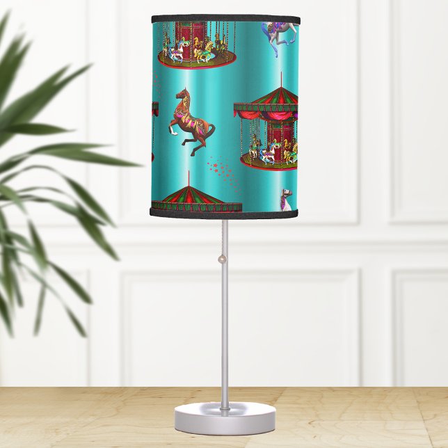 Carousel Horses on Blue Table Lamp (Creator Uploaded)