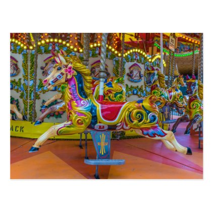 Carousel horses postcard