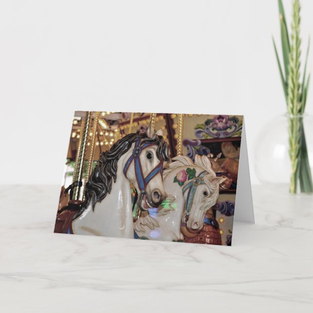Carousel horses print greeting card (Front)