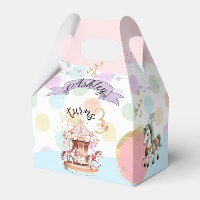 Carousel Horses Theme, Gable 4x2.5x5 Favor Boxes (Front Side)