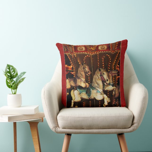 Carousel Horses Throw Pillow (Chair)