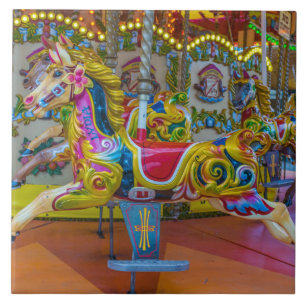 Carousel horses view ceramic tile