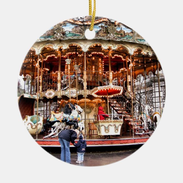 Carousel in Montmartre Ceramic Ornament (Front)