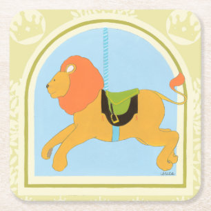 Carousel Lion by June Erica Vess Square Paper Coaster