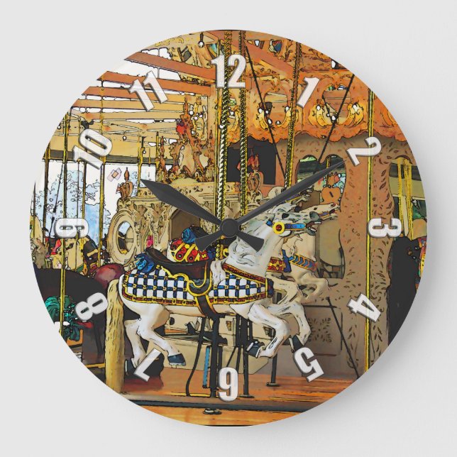 Carousel Magic - Merry-go-Round Large Clock (Front)