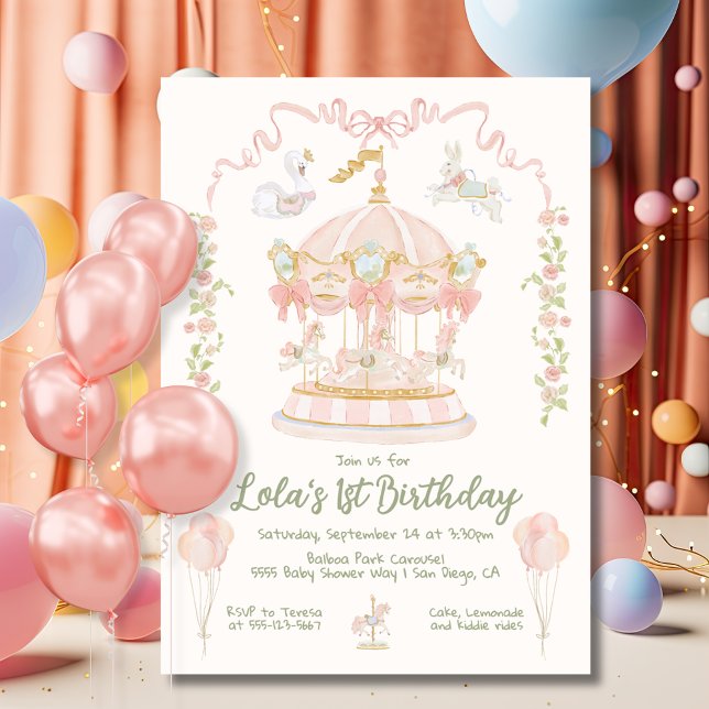 Carousel Merry-go-round Birthday Party Invitation (Creator Uploaded)