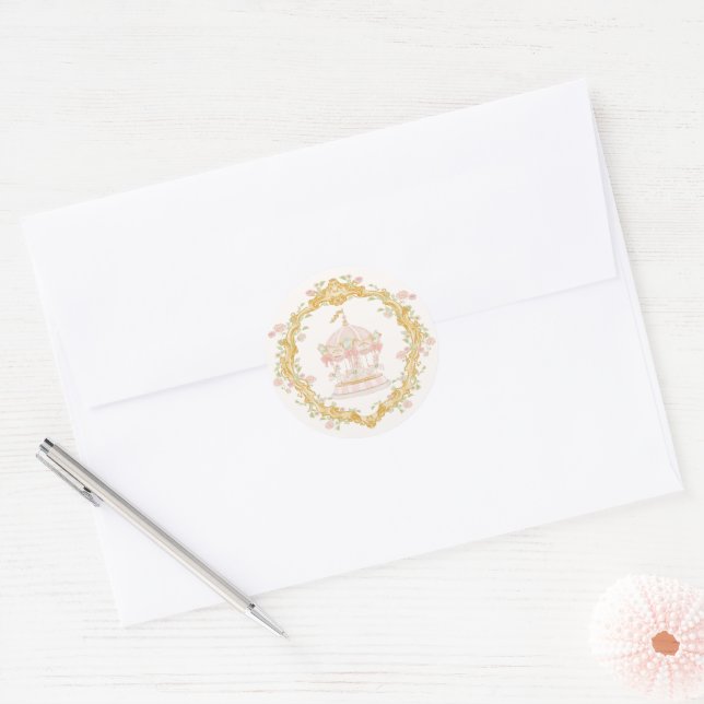Carousel Merry-go-round Party Classic Round Sticker (Envelope)