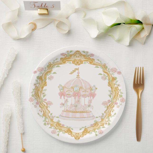 Carousel Merry-go-round Party Paper Plates (Wedding)