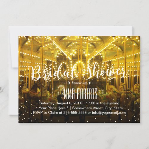Carousel Merry Go Round String Light Bridal Shower Invitation