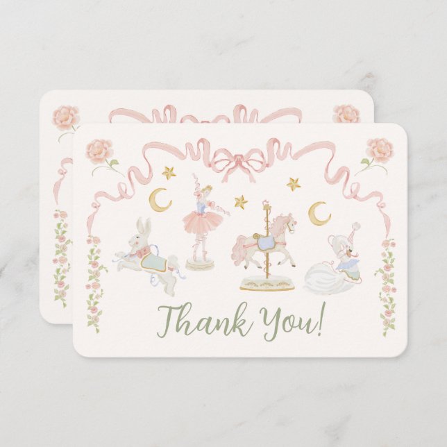 Carousel Merry-go-round Thank You Note (Front/Back)
